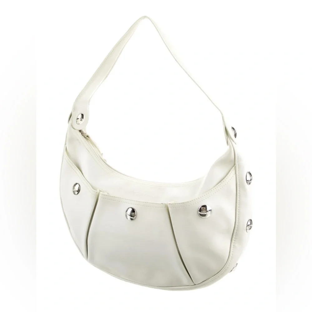 Gorgeous white leather Longchamp White Hobo Bag studded